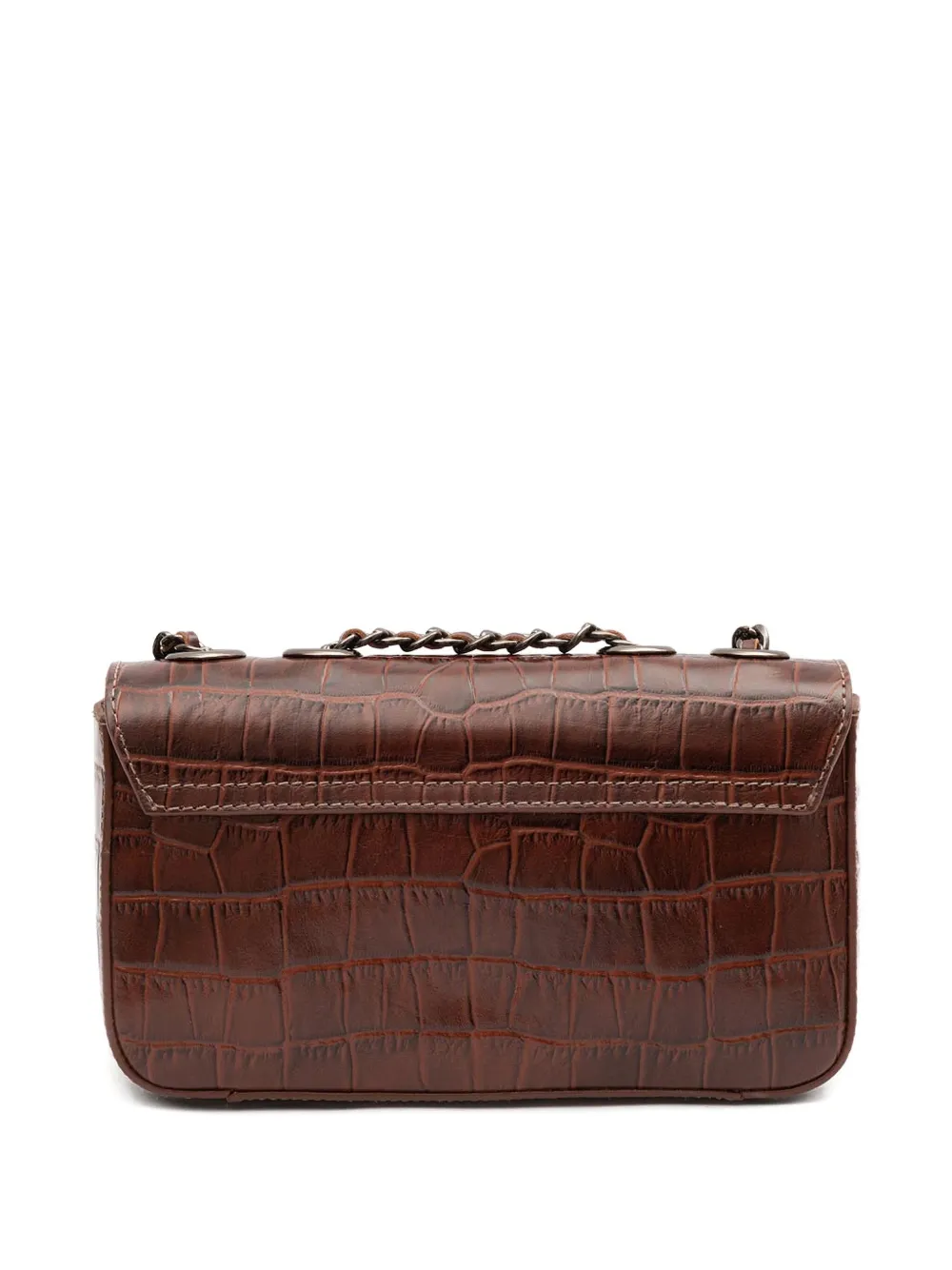 &isla Anne Crocodile-effect Chain-link Cross-body Bag In Brown