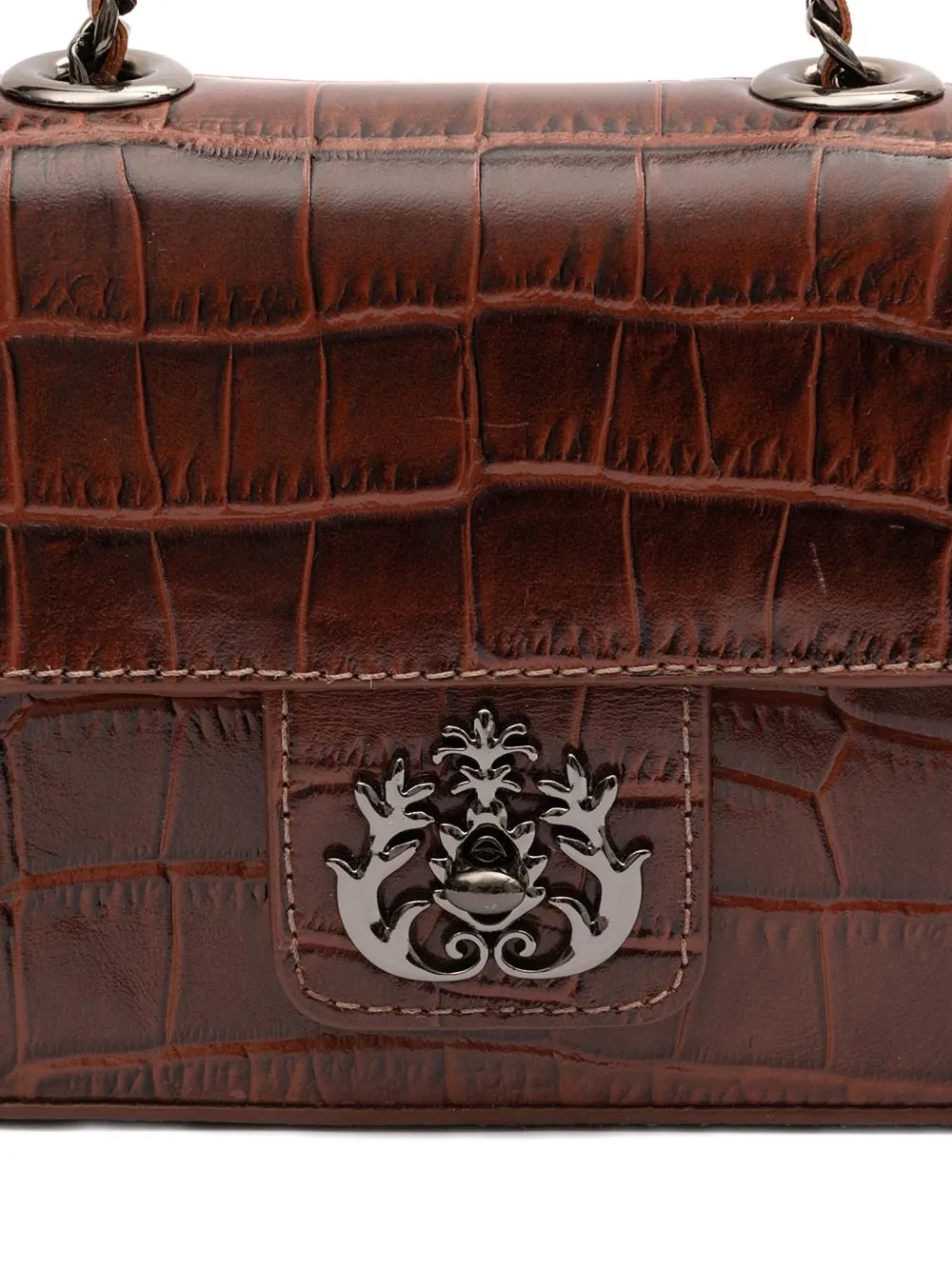 &isla Anne Crocodile-effect Chain-link Cross-body Bag In Brown