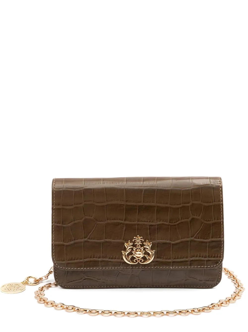 &isla Forever Crocodile-embossed Chain Mini Bag In Green
