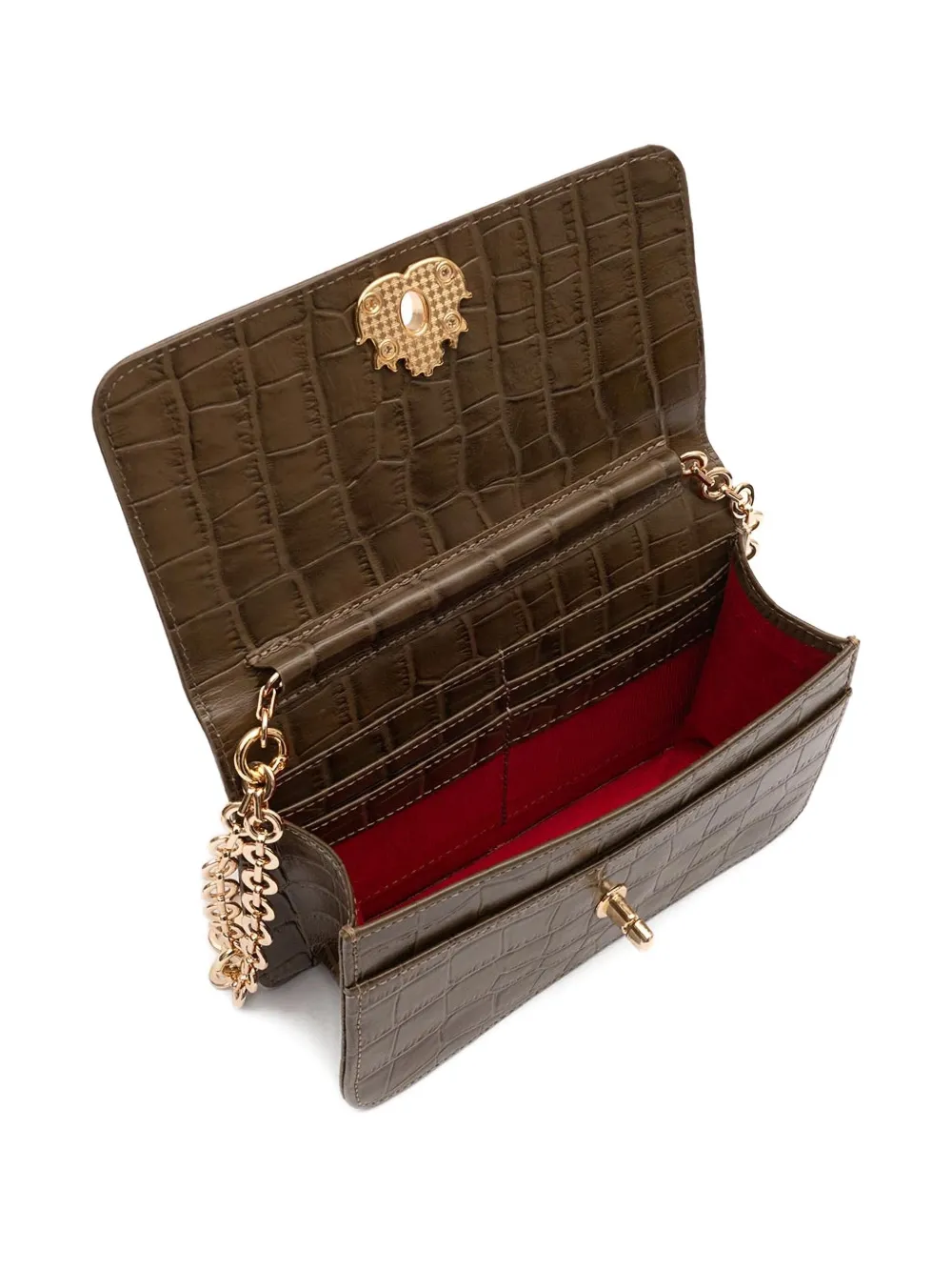 &isla Forever Crocodile-embossed Chain Mini Bag In Green