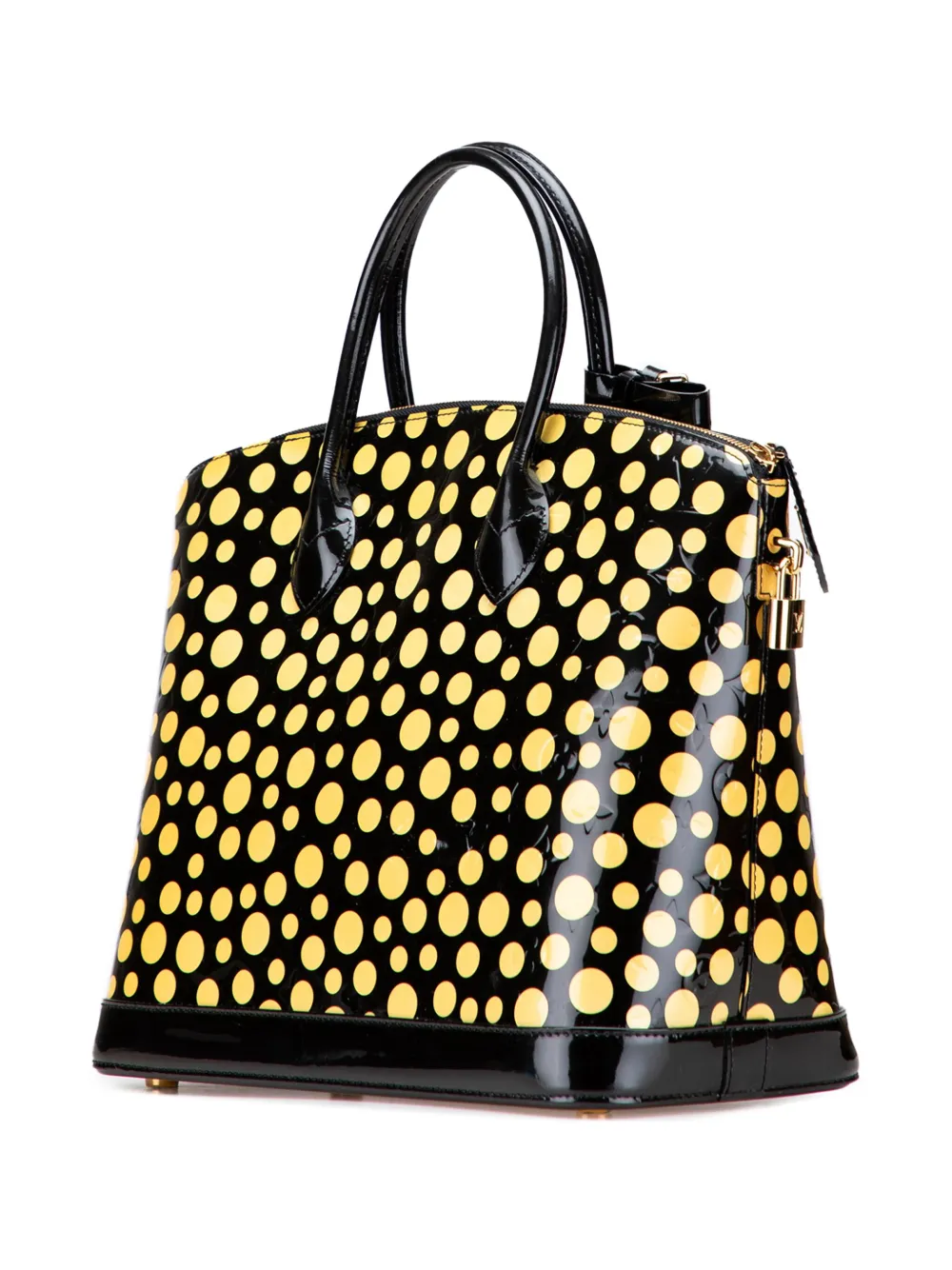 Pre-owned Louis Vuitton 2012 Yayoi Kusama Monogram Infinity Dots Lockit Mm Handbag In Black