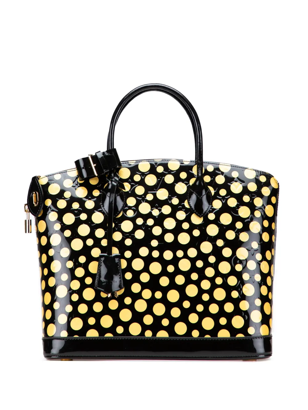 Pre-owned Louis Vuitton 2012 Yayoi Kusama Monogram Infinity Dots Lockit Mm Handbag In Black