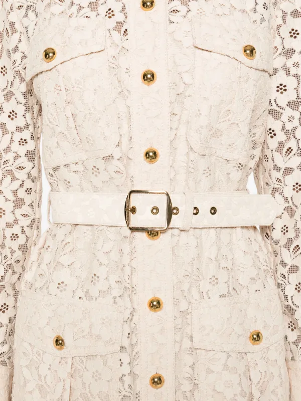 ZIMMERMANN floral-lace Belted Mini Dress | Neutrals | FARFETCH