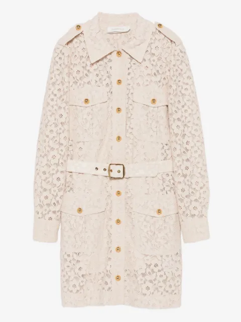 ZIMMERMANN floral-lace belted mini dress