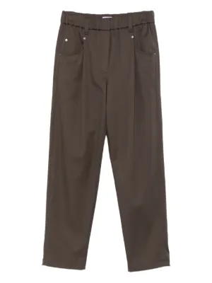 FENDI logo-embroidered Trousers | Brown | FARFETCH RO