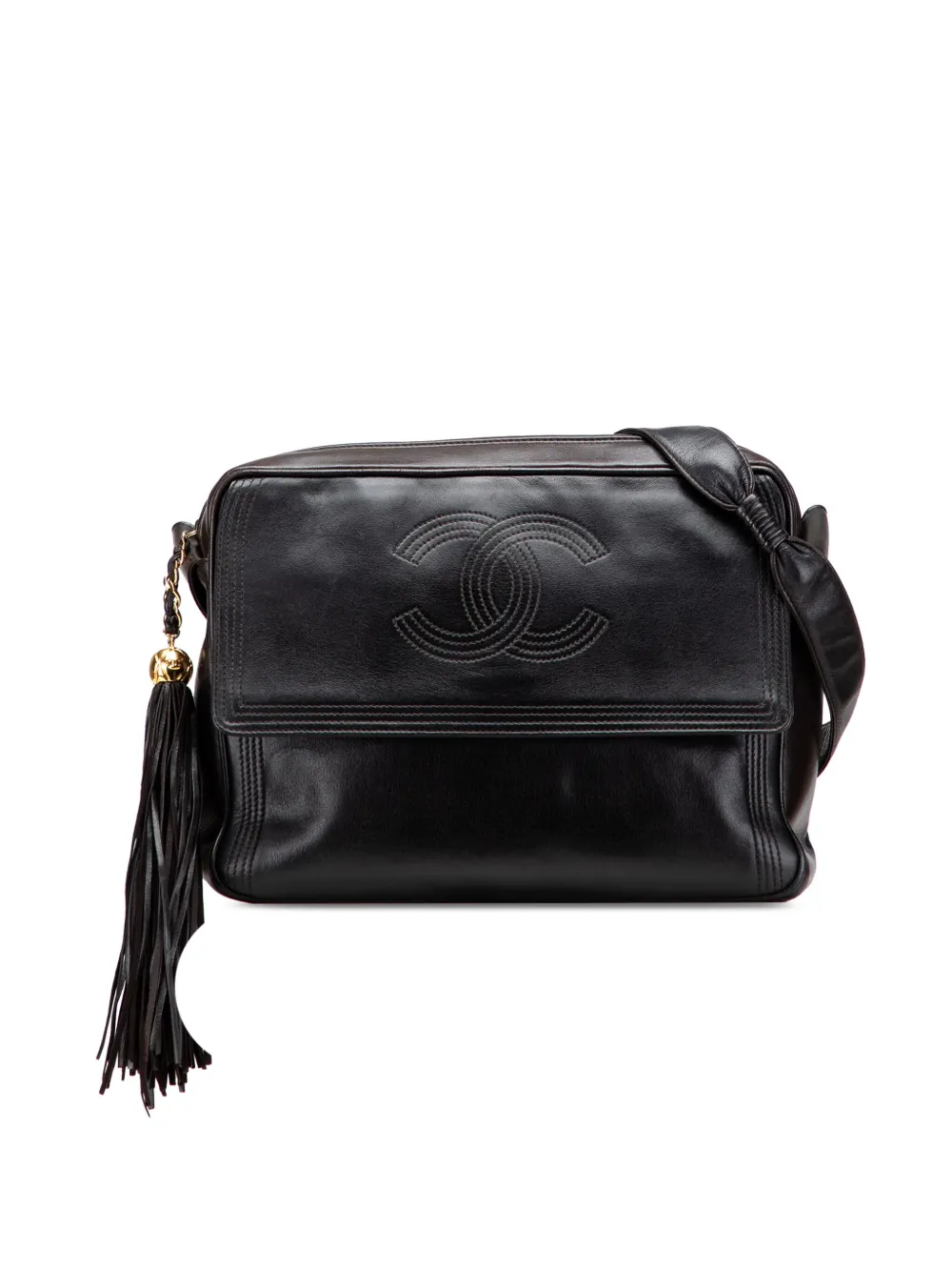 CHANEL Pre-Owned 1994-1996 CC Lambskin Flap Tassel crossbody bag | Black | Image 1