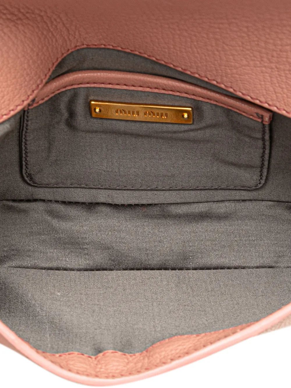 Pre-owned Miu Miu 2010-2025 Goatskin Madras Crystal Studded Clutch Bag In Pink