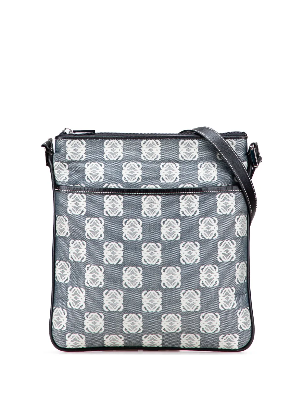 Pre-owned Loewe 2003 Anagram Canvas Crossbody Bag In Gray