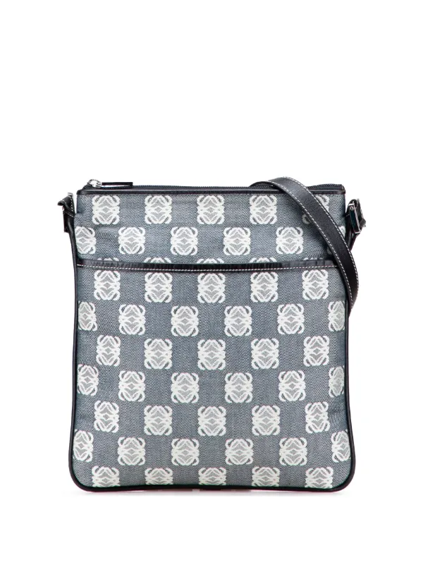 ​【美品・鑑定済】ロエベ アナグラム ショルダーバッグ キャンバス レザー Loewe Pre-Owned 2003 アナグラム キャンバス ショルダーバッグ