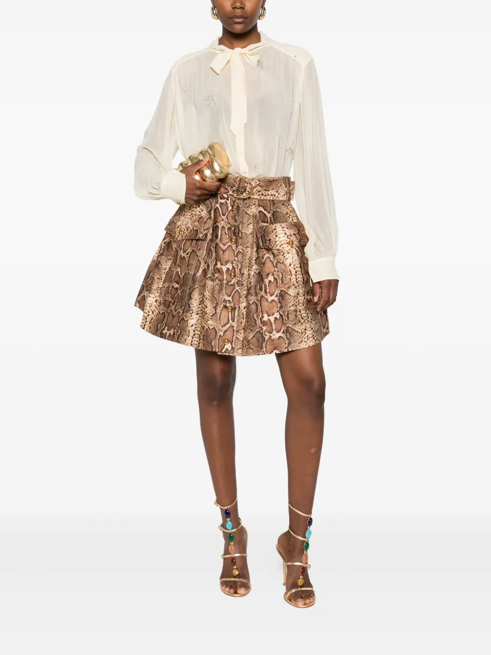 Forte Forte Blouse verfraaid met strik - Beige
