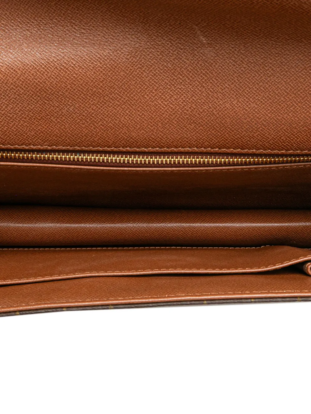 Pre-owned Louis Vuitton 1990 Monogram Pochette Dame Gm Clutch Bag In Brown