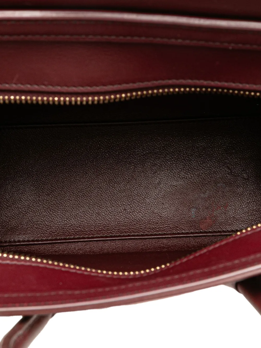 Pre-owned Celine 2014 Nano Bicolor Suede And Calfskin Luggage Tote Satchel In Red