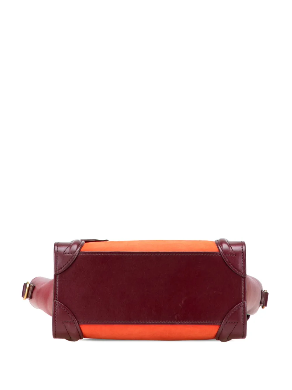 Pre-owned Celine 2014 Nano Bicolor Suede And Calfskin Luggage Tote Satchel In Red