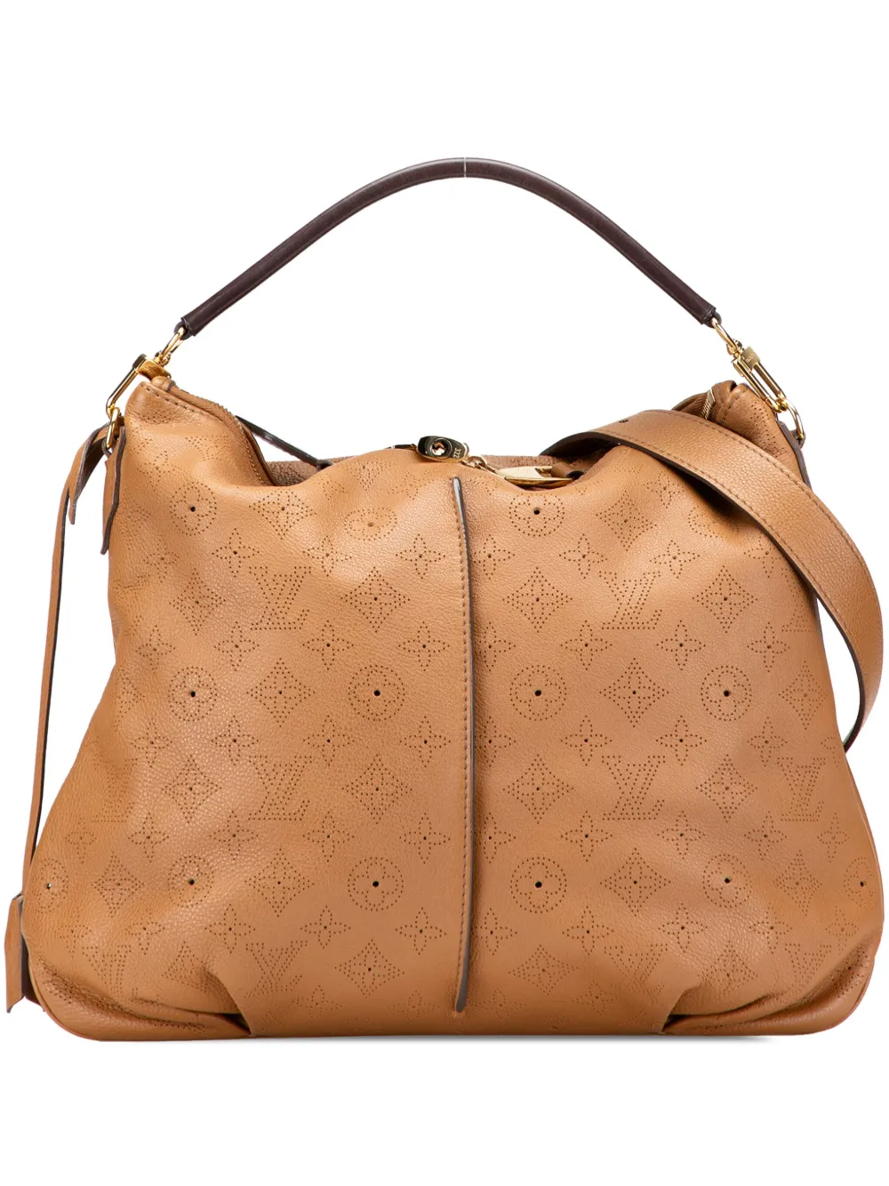 Pre-owned Louis Vuitton 2013 Monogram Mahina Selene Mm Satchel In Brown
