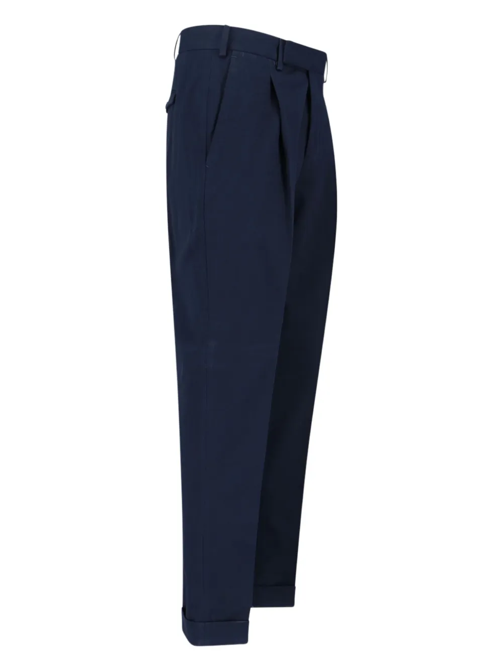 PT Torino Geplooide pantalon met omgeslagen pijpen Blauw