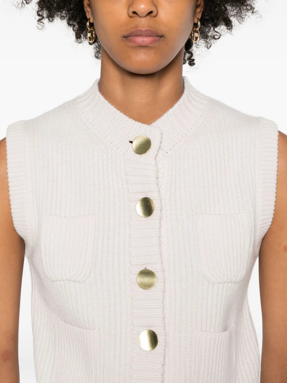 Forte Forte Button-detailed Pocketed Knitwear Vest In Neutral