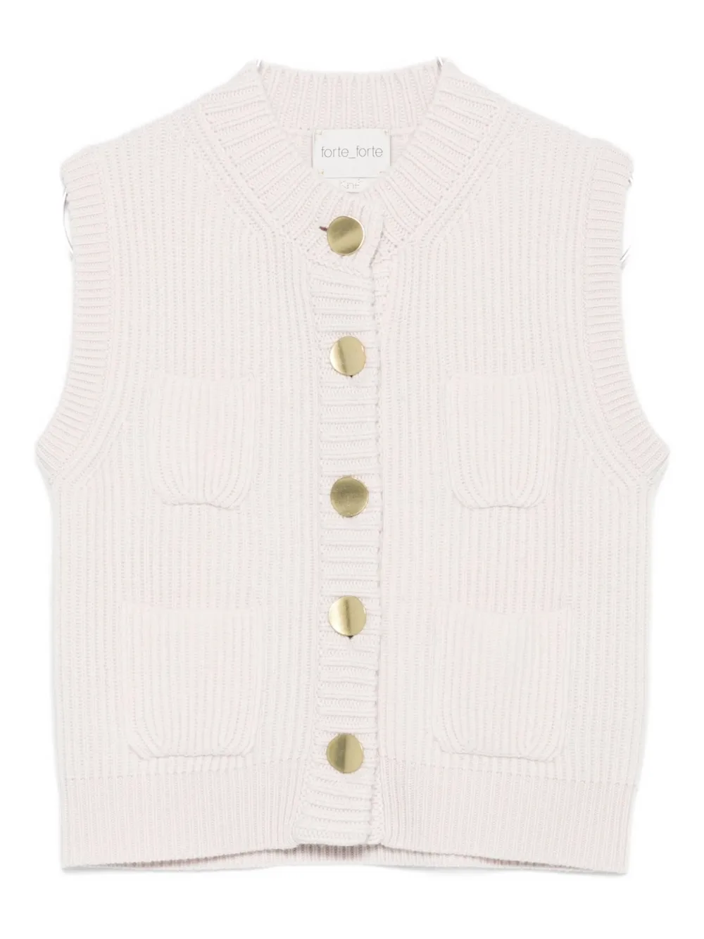 Forte Forte Button-detailed Pocketed Knitwear Vest In Neutral