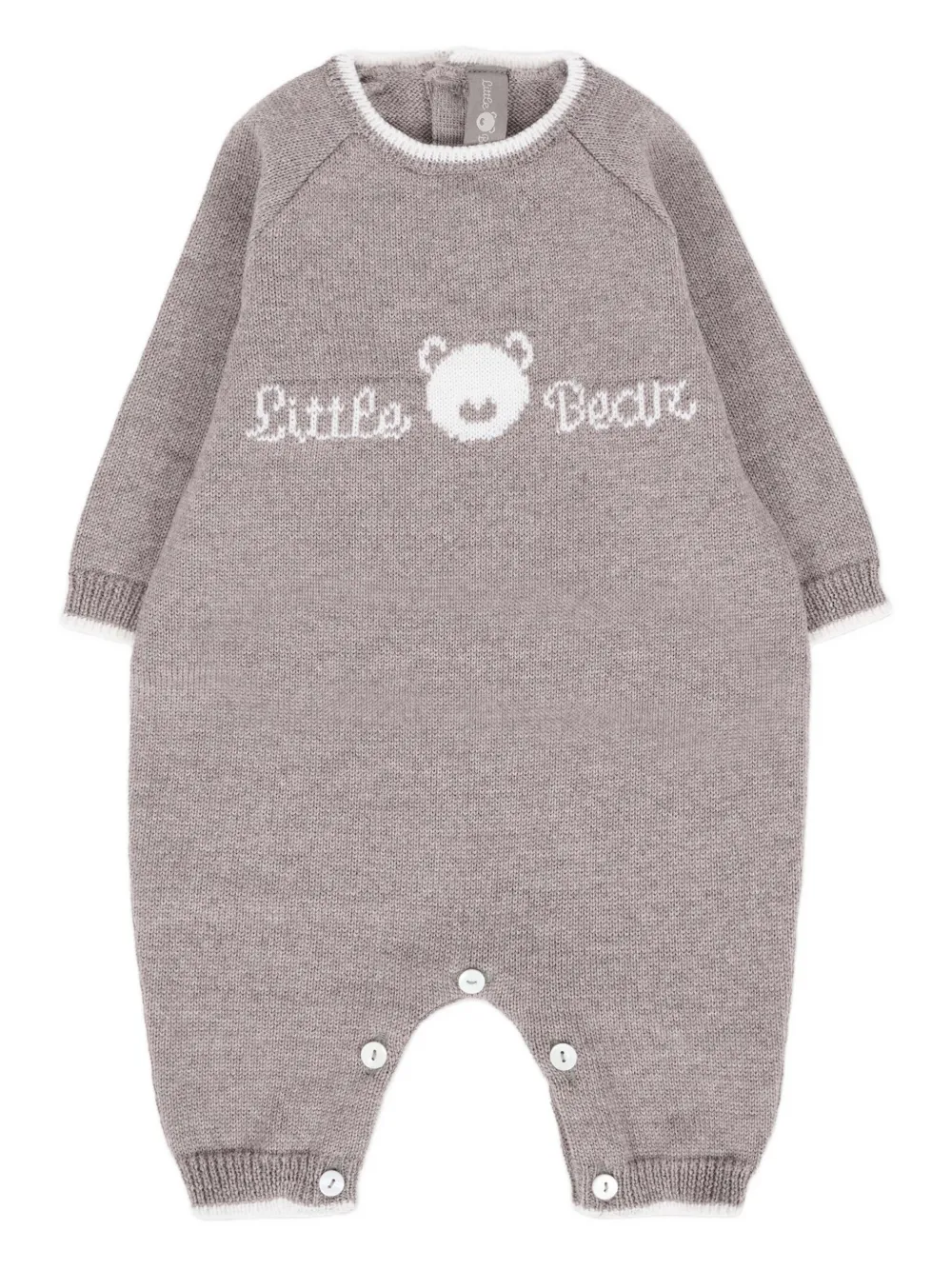 Little Bear Romper van sc wol met beerdetail Bruin