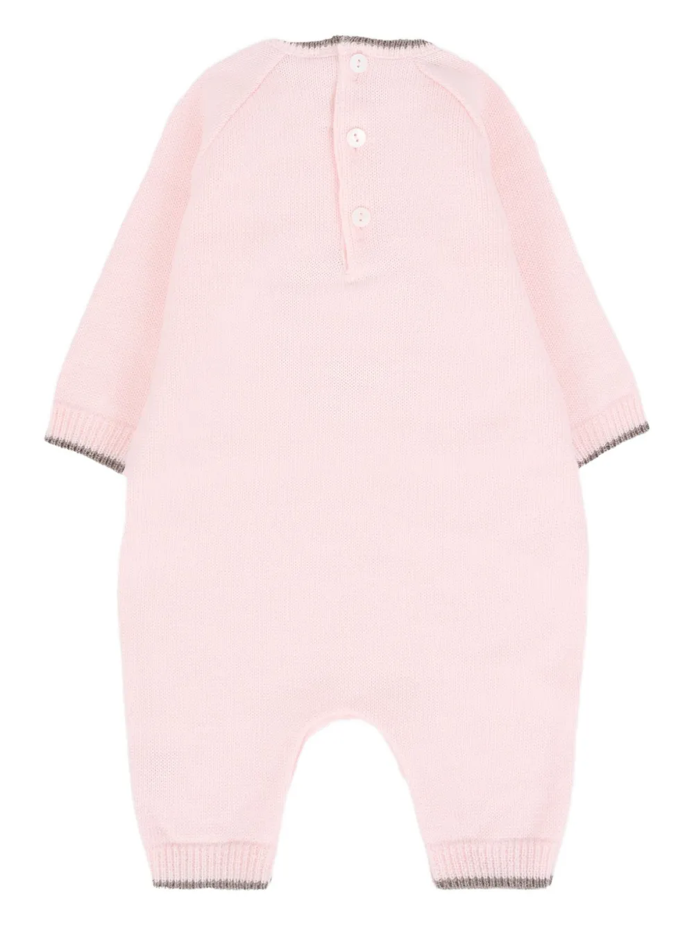 Little Bear Romper van scheerwol met beer-intarsia Roze