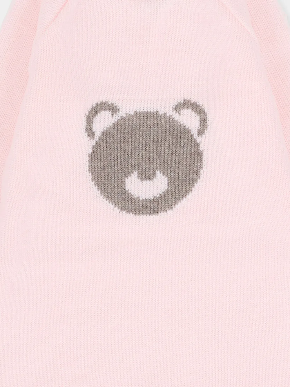 Little Bear Romper van scheerwol met beer-intarsia Roze