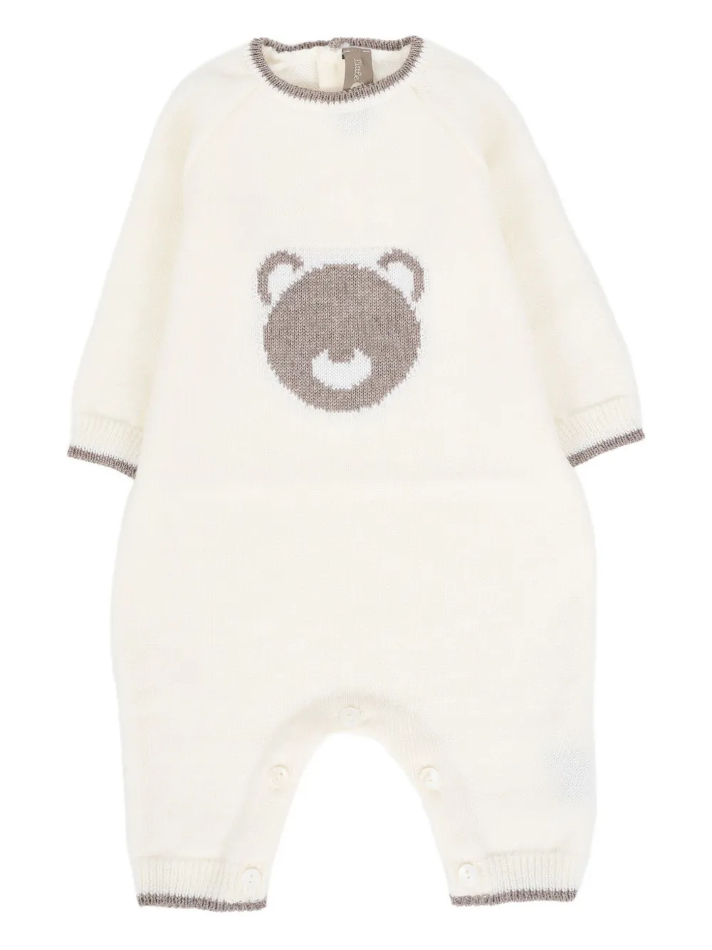 Little Bear Gebreide jumpsuit met beer-intarsia AVORIO