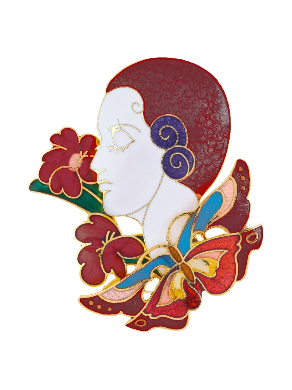 Susan Caplan Vintage 1980s art-deco cloisonné brooch - Gold