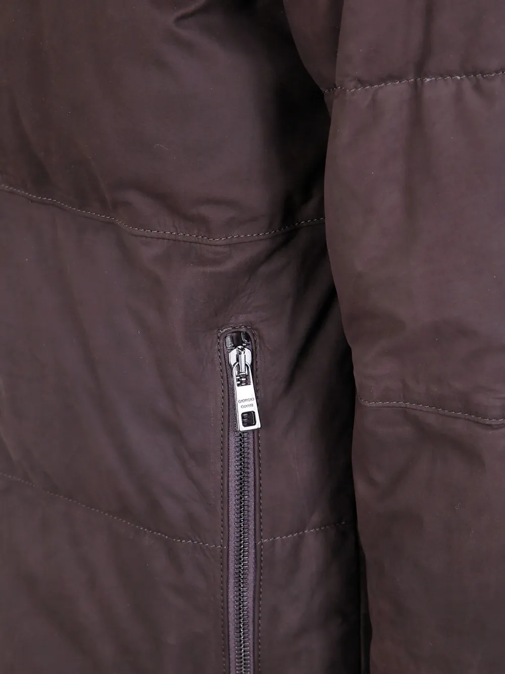 Giorgio Brato Nabuck Leather Padded Jacket In Brown