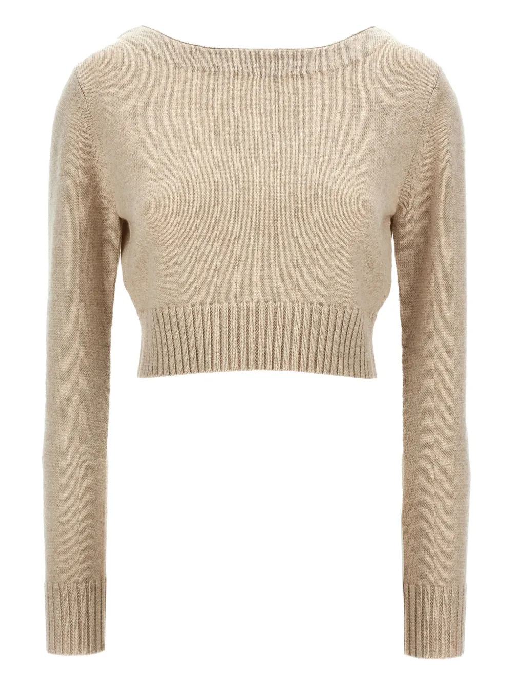 Max Mara Trui met boothals en manchetten Beige