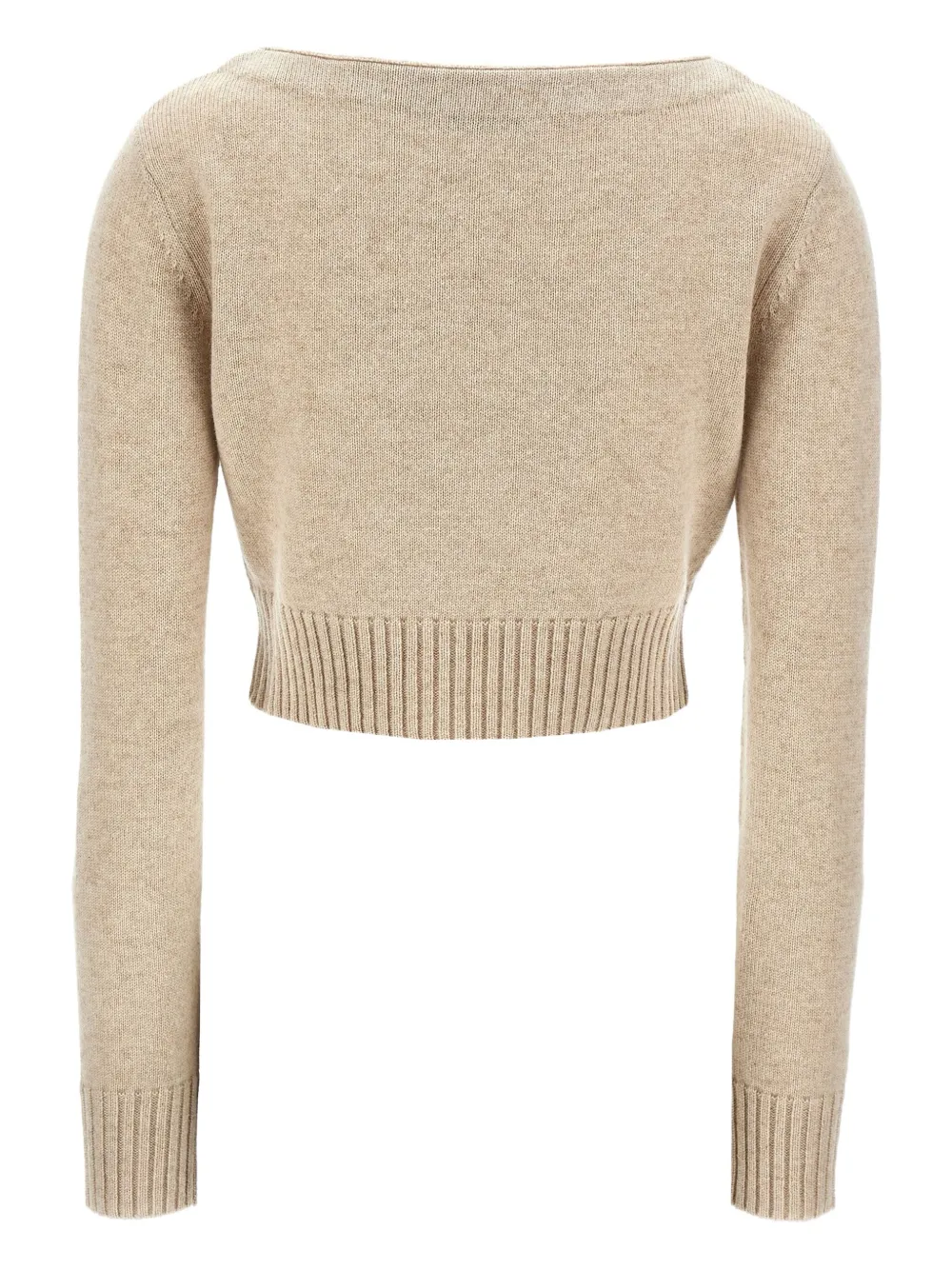 Max Mara Trui met boothals en manchetten Beige