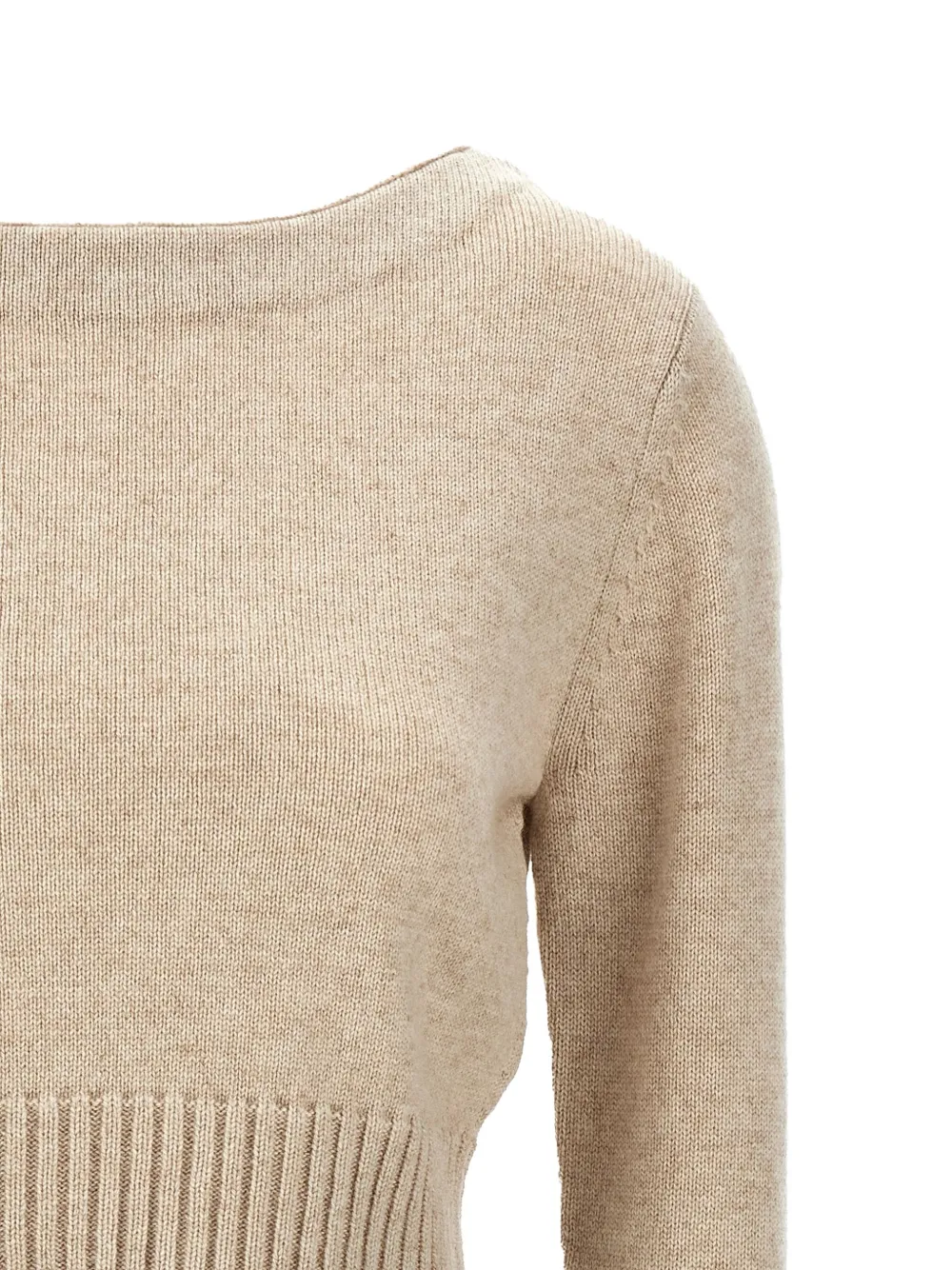 Max Mara Trui met boothals en manchetten Beige