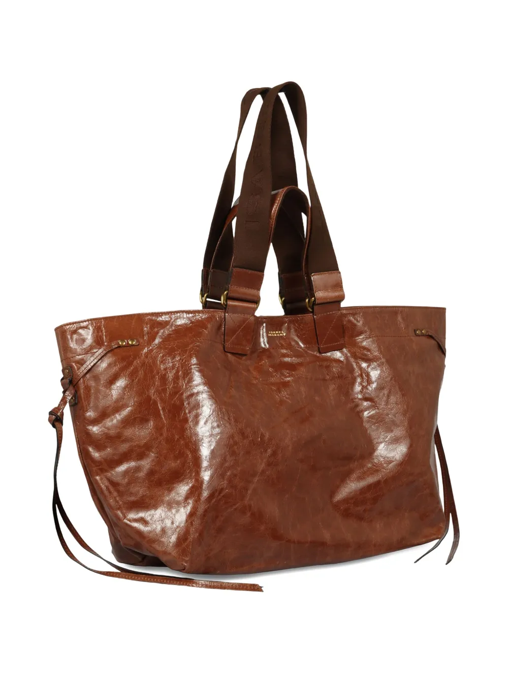 ISABEL MARANT large Wardy leather double-handle tote bag Bruin