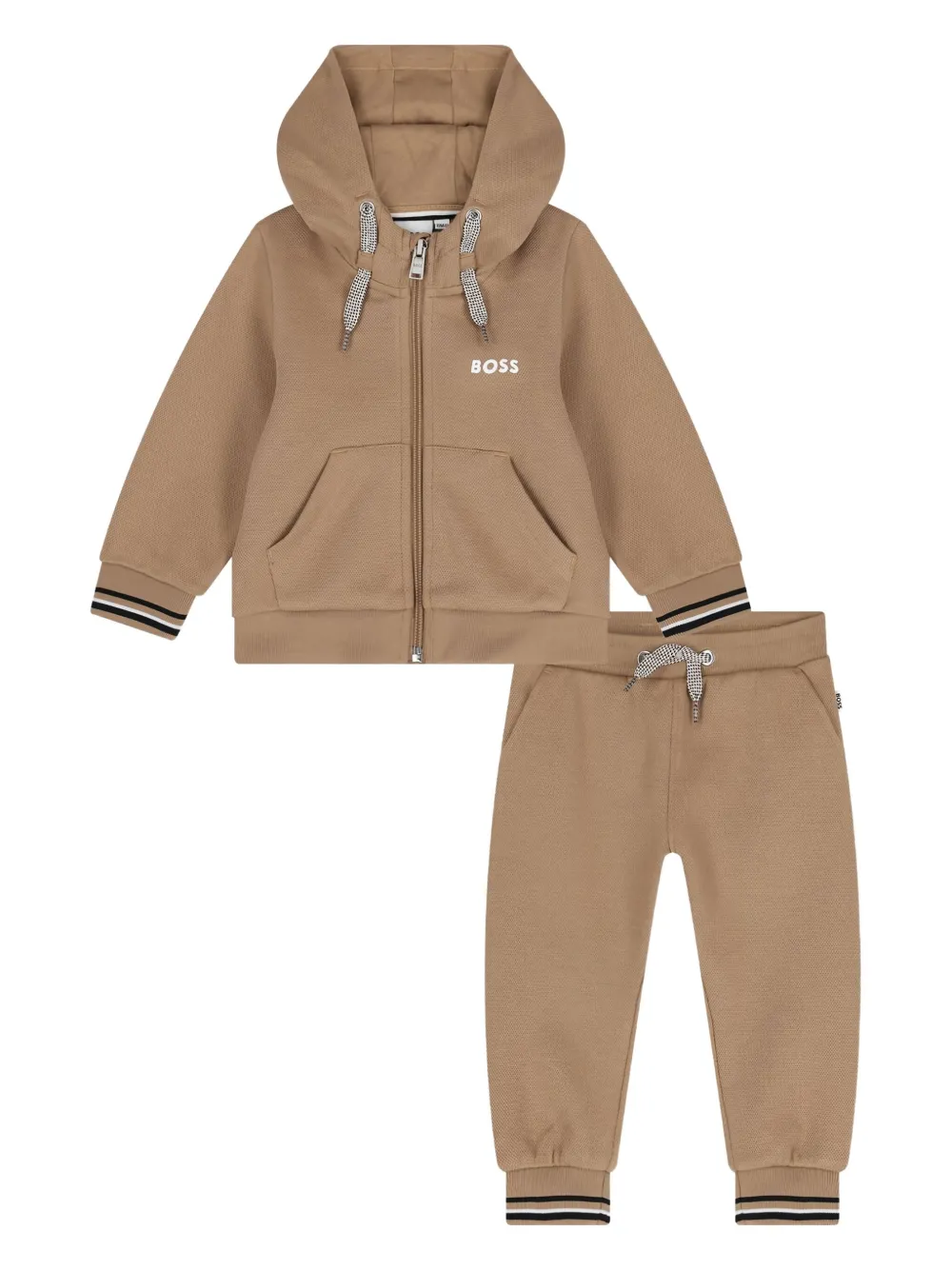 Bosswear Hooded Zip Tracksuit Set In Brown