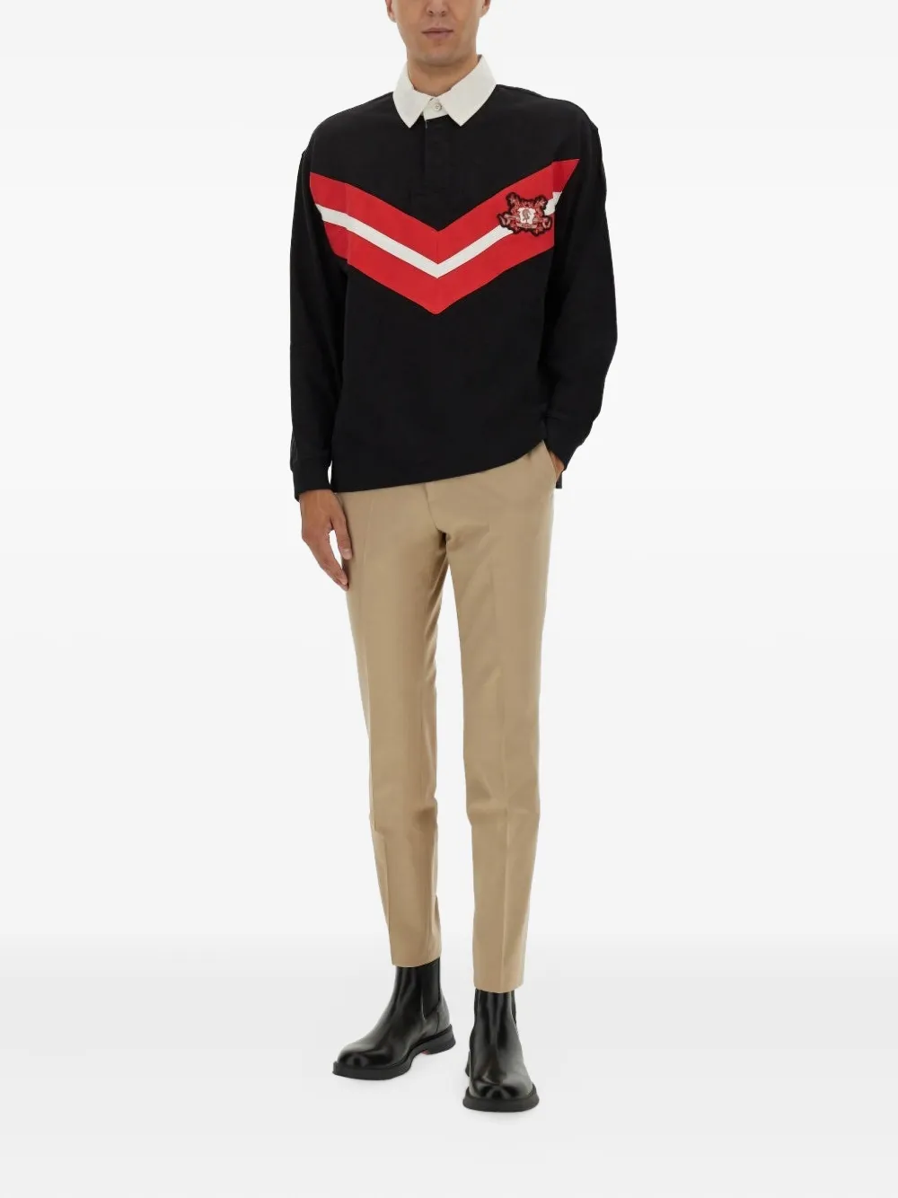 HUGO logo-patch polo shirt - Zwart