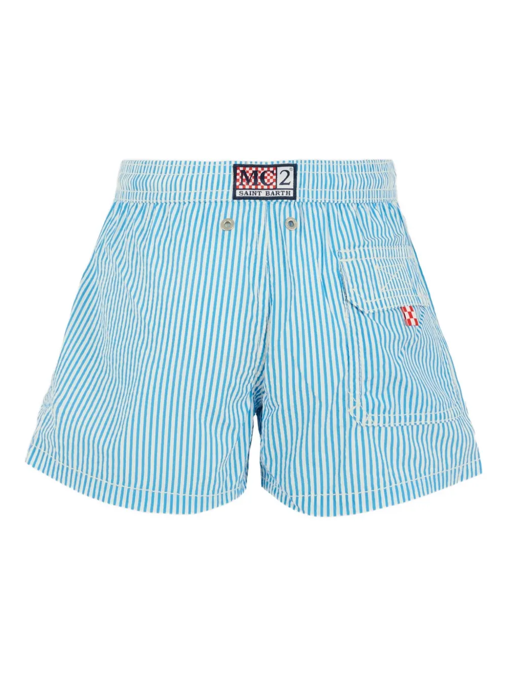 MC2 Saint Barth Kids striped drawstring swim shorts Blauw
