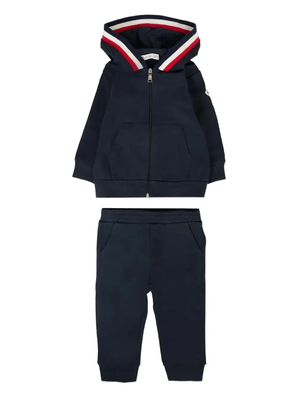 Moncler Enfant Driekleurig trainingspak Blauw