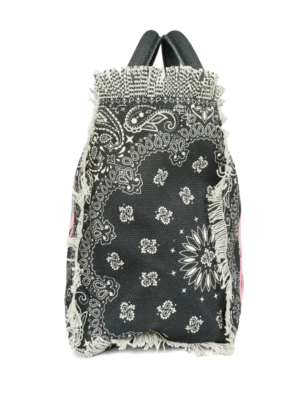 Mc2 Saint Barth Paisley-print Fringed Tote Bag In Black