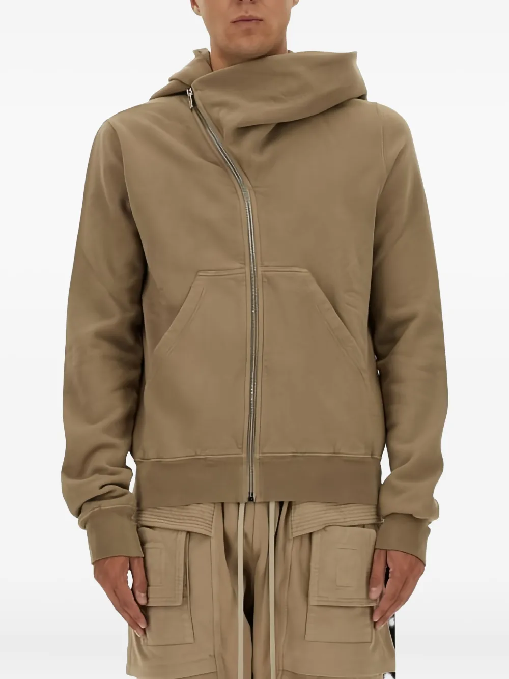 Rick Owens Drkshdw Concordians Mountain Asymmetrical-zipper Hoodie In Brown