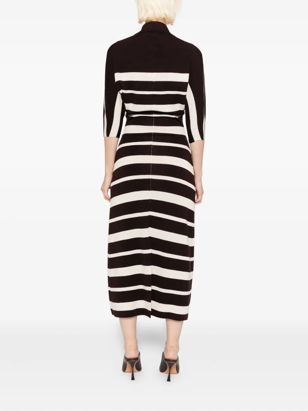 Proenza Schouler Solana Striped Wool And Silk-blend Midi Dress In Black