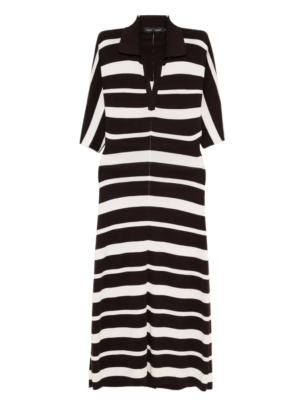 Proenza Schouler Solana Striped Wool And Silk-blend Midi Dress In Black