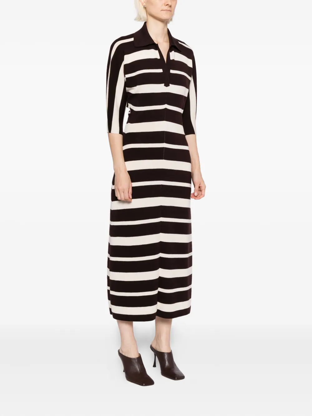 Proenza Schouler Solana Striped Wool And Silk-blend Midi Dress In Black