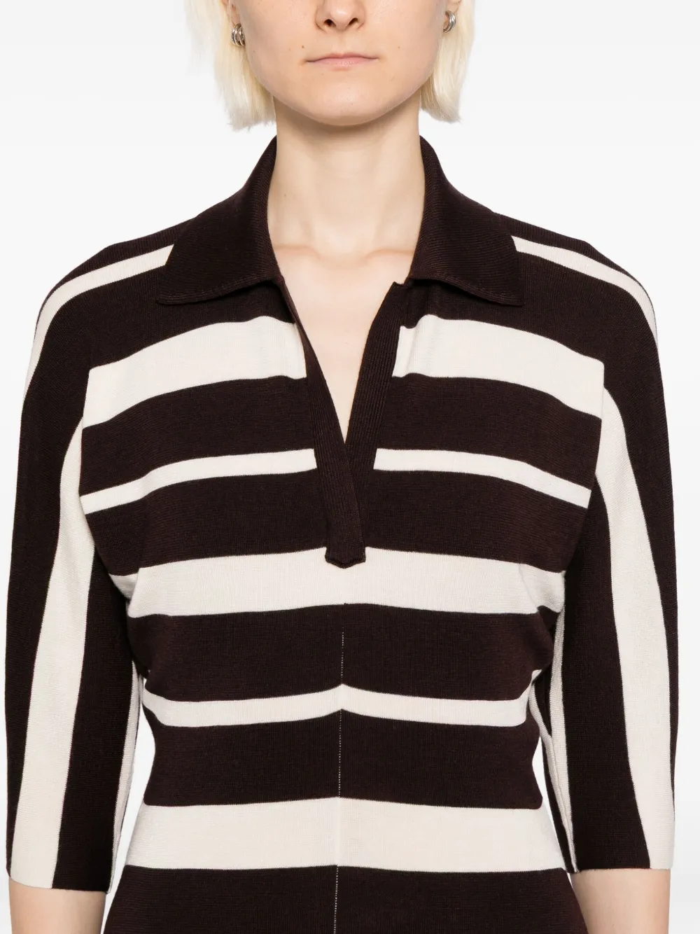 Proenza Schouler Solana Striped Wool And Silk-blend Midi Dress In Black