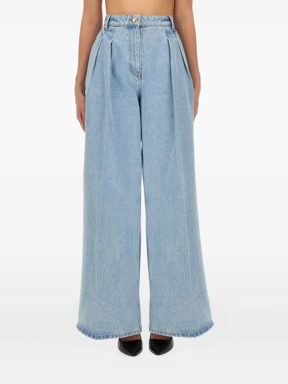 Nina Ricci pleated denim trousers - Blu