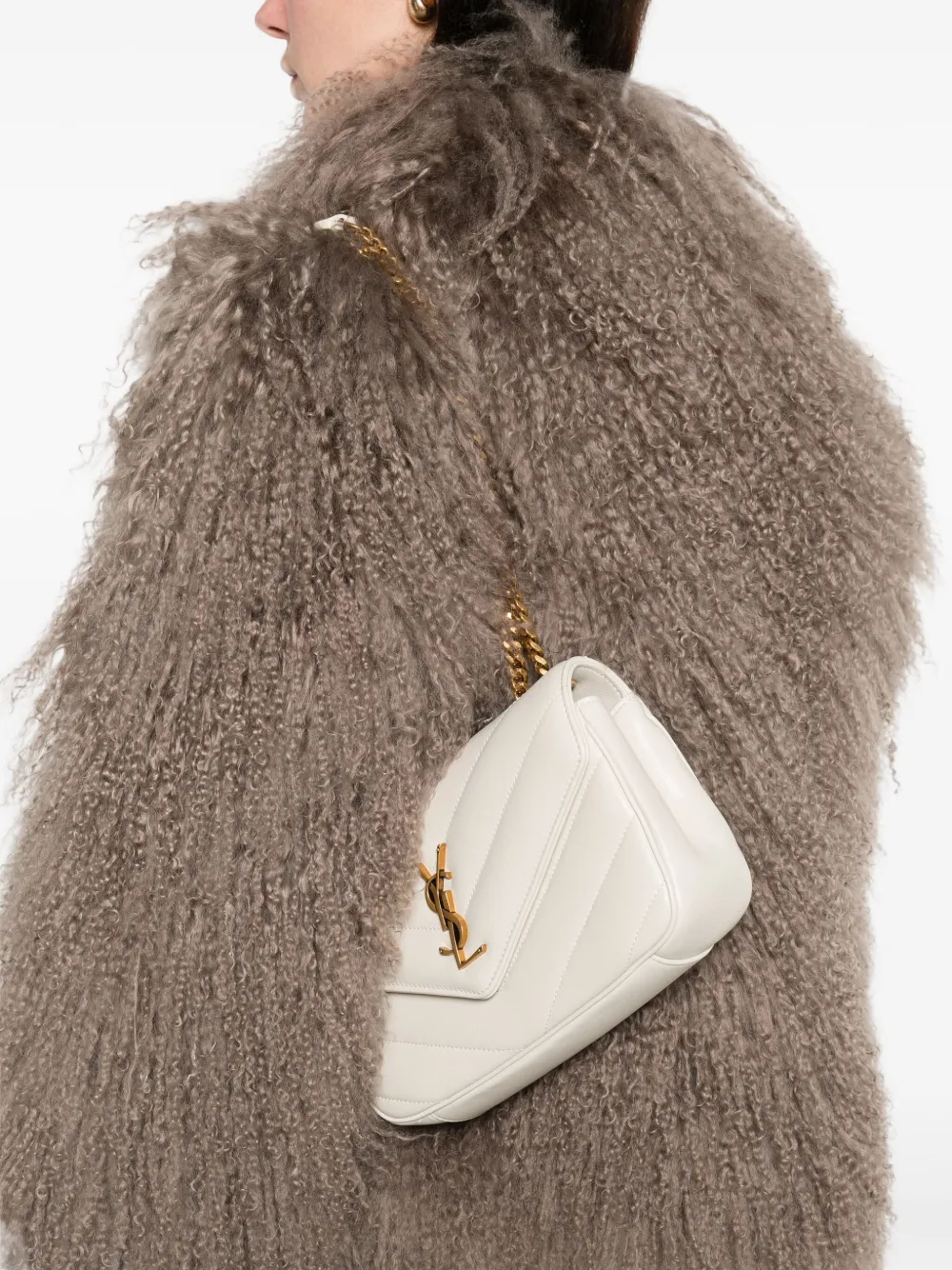 Saint Laurent Kleine Loulou schoudertas - Beige