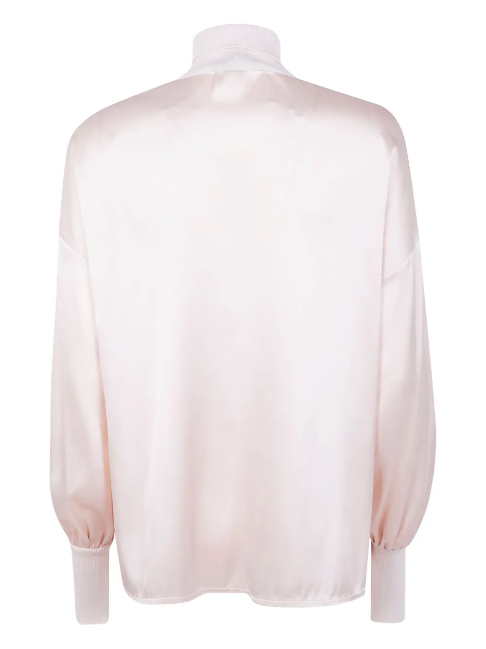 D.Exterior high-neck balloon-sleeve blouse - Roze