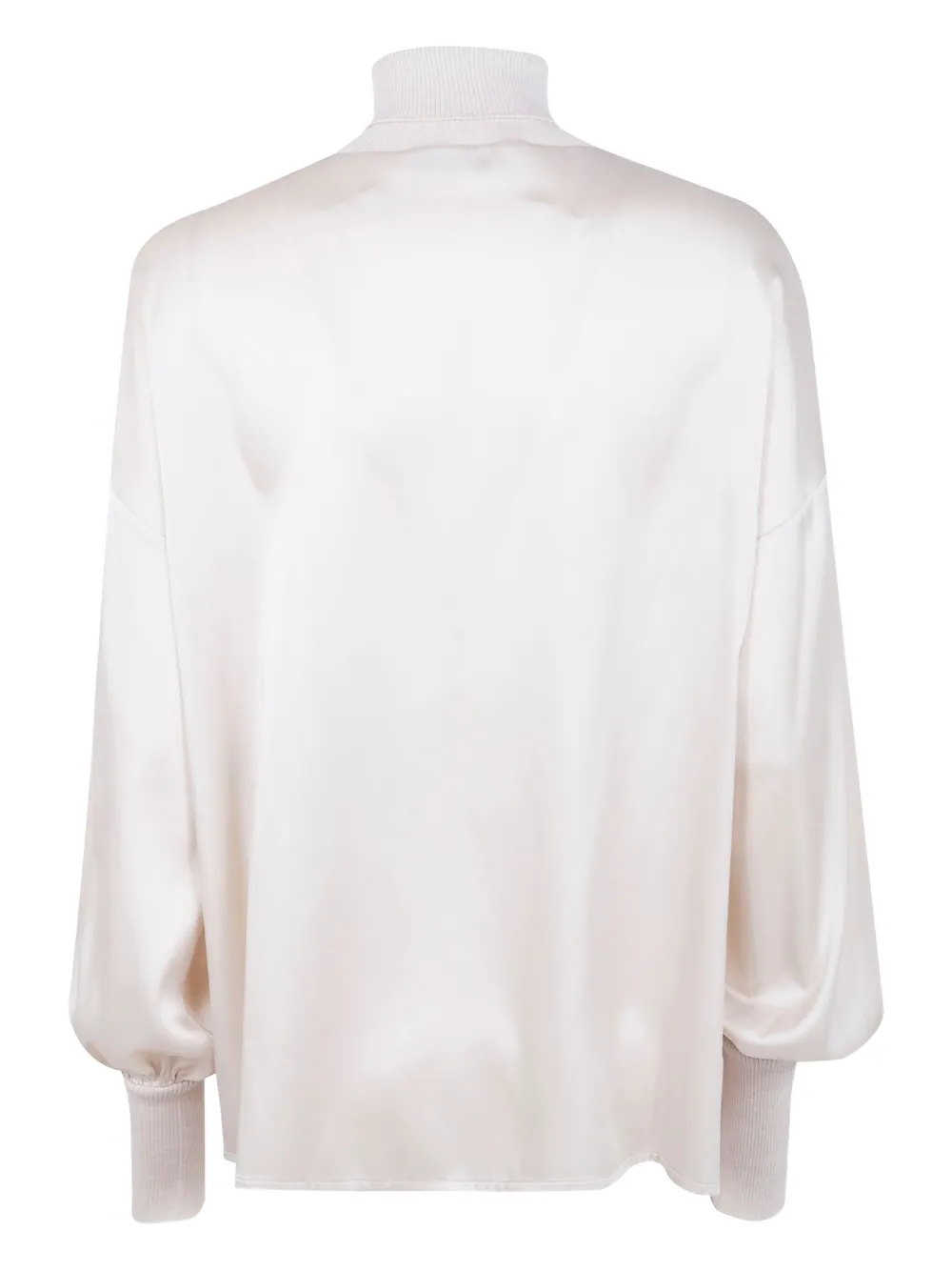 D.Exterior turtleneck balloon-sleeve blouse - Beige