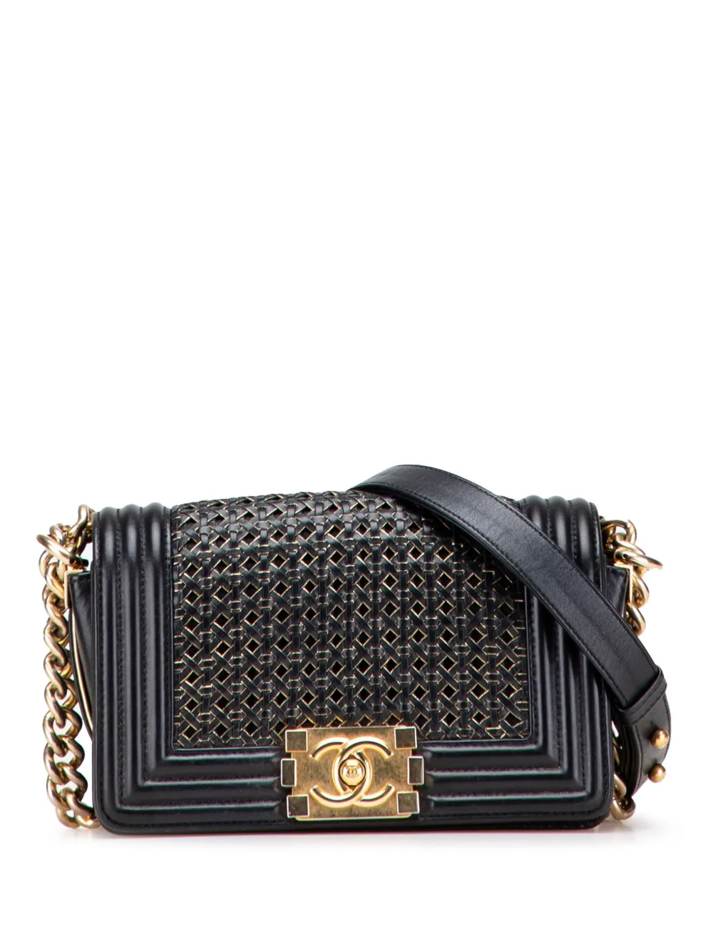 CHANEL Pre-Owned 2014 Small Braided Sheepskin Boy Flap crossbody bag | Black | Image 1