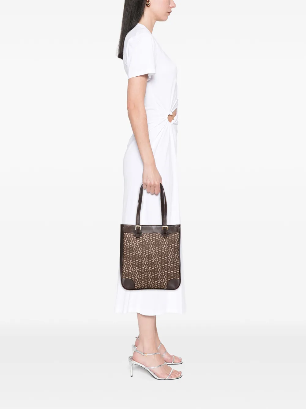 Pre-owned Celine 2000 C Macadam Canvas Tote Bag In Brown