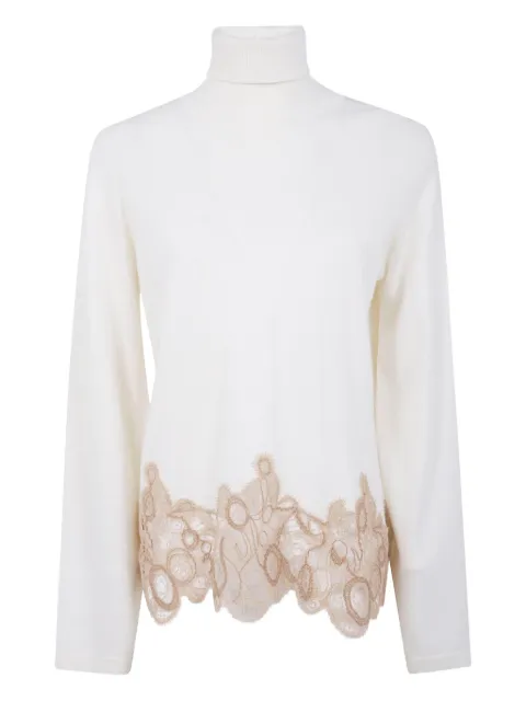 Fabiana Filippi lace-trimmed turtleneck sweater