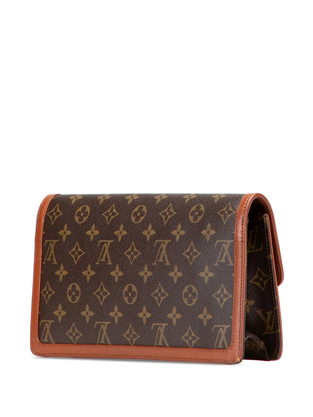 Pre-owned Louis Vuitton 1986 Monogram Pochette Dame Gm Clutch Bag In Brown