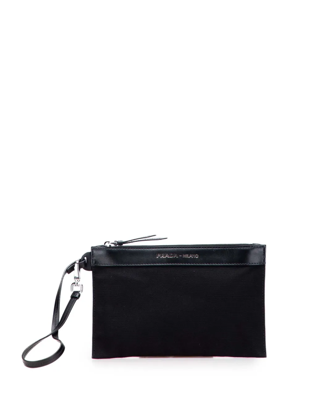 Pre-owned Prada 2000-2025 Canvas Canapa Clutch Bag In Black